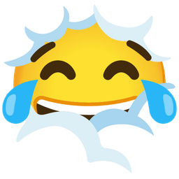 face with tears of joy and face in clouds