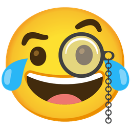 face with tears of joy and face with monocle