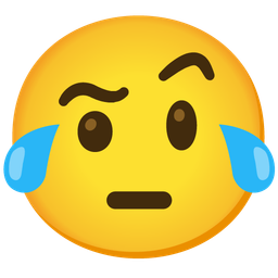 face with tears of joy and face with raised eyebrow