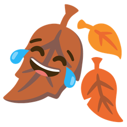 face with tears of joy and fallen leaf