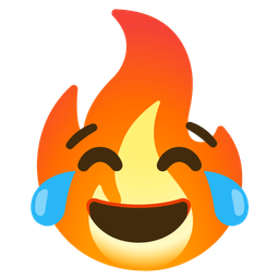 face with tears of joy and fire