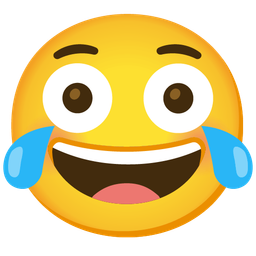 face with tears of joy and flushed face