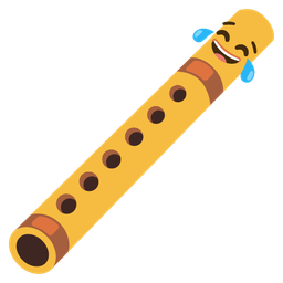 face with tears of joy and flute