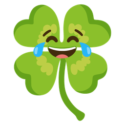 face with tears of joy and four leaf clover
