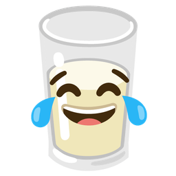 face with tears of joy and glass of milk
