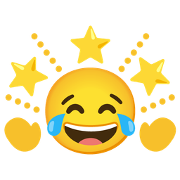 face with tears of joy and glowing star