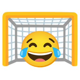 face with tears of joy and goal net