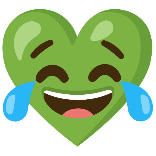 Face with tears of joy and Green heart
