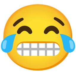 face with tears of joy and grimacing face