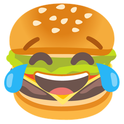 face with tears of joy and hamburger