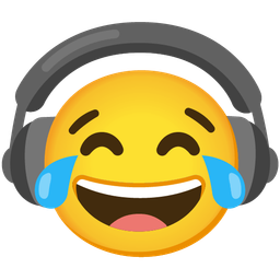 face with tears of joy and headphone