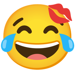 face with tears of joy and kiss mark