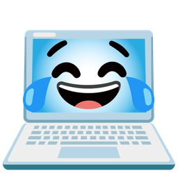 face with tears of joy and laptop