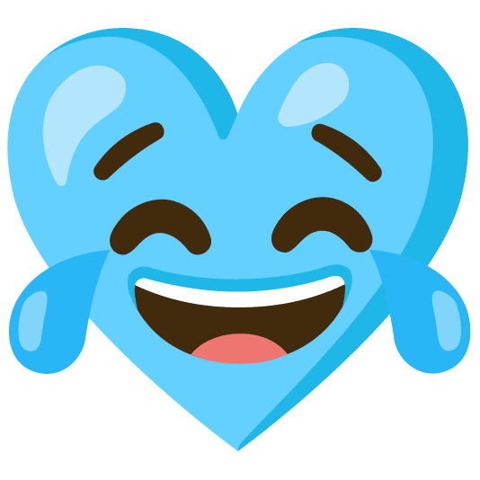 Face with tears of joy and Light blue heart