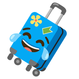 face with tears of joy and luggage