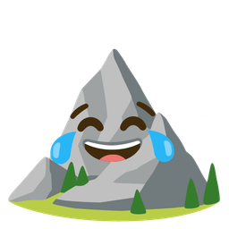 face with tears of joy and mountain
