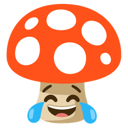 face with tears of joy and mushroom