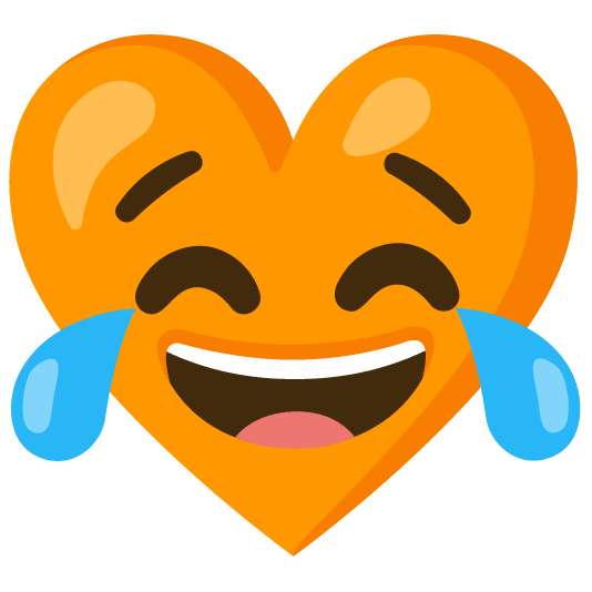 face with tears of joy and orange heart