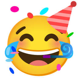 face with tears of joy and partying face