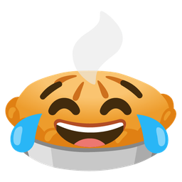 face with tears of joy and pie