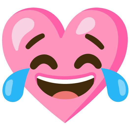 face with tears of joy and pink heart