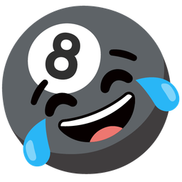 face with tears of joy and pool 8 ball