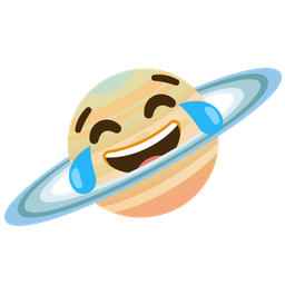 face with tears of joy and ringed planet