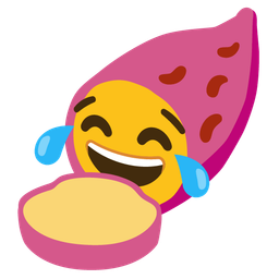 face with tears of joy and roasted sweet potato