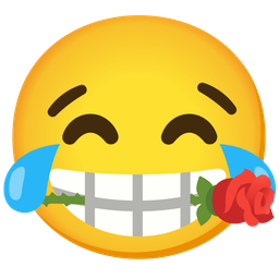 face with tears of joy and rose