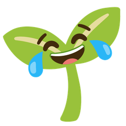 face with tears of joy and seedling