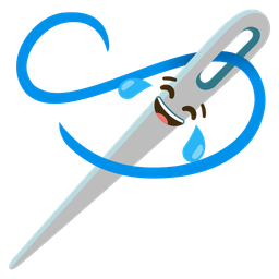 face with tears of joy and sewing needle