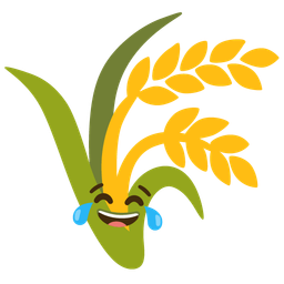 face with tears of joy and sheaf of rice