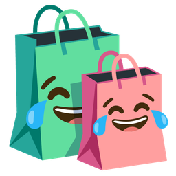 face with tears of joy and shopping bags