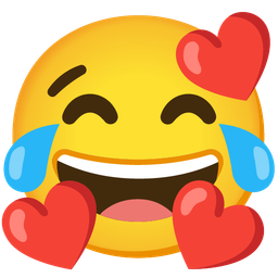 Face with tears of joy and Smiling face with hearts