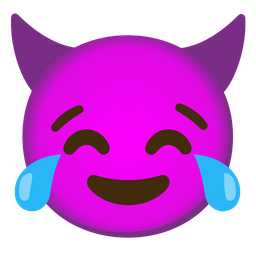 face with tears of joy and smiling face with horns