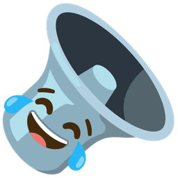 face with tears of joy and speaker low volume