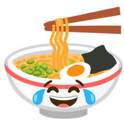 face with tears of joy and steaming bowl