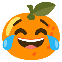face with tears of joy and tangerine