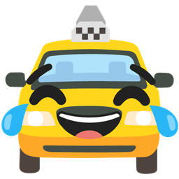 face with tears of joy and taxi