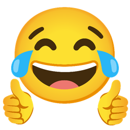 face with tears of joy and thumbs up