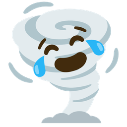 face with tears of joy and tornado