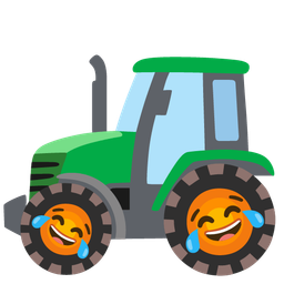 face with tears of joy and tractor