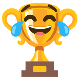 face with tears of joy and trophy