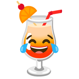 face with tears of joy and tropical drink