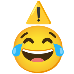 face with tears of joy and warning