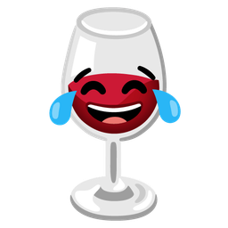 face with tears of joy and wine glass