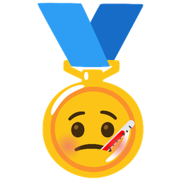 face with thermometer and 1st place medal