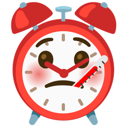 face with thermometer and alarm clock