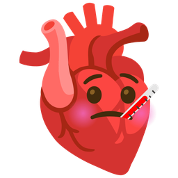 face with thermometer and anatomical heart
