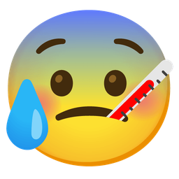 face with thermometer and anxious face with sweat